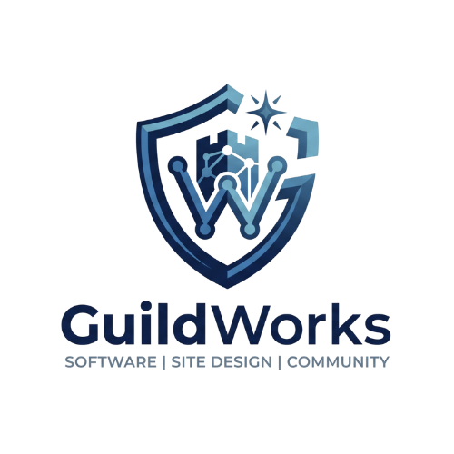 GuildWorks logo, a shield with a W mark above the GuildWorks wordmark